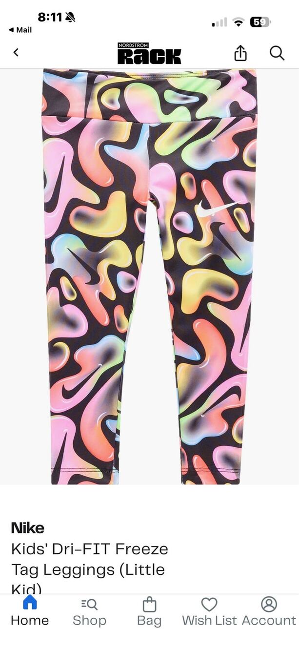 Nike Girls Dri-FIT Abstract Print Leggings Size 6 NWT